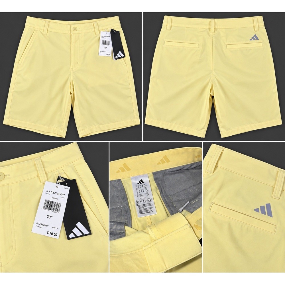 NWT adidas Ultimate365 8.5" Golf Shorts Men's 33 Yellow Pale Yellow Stretch